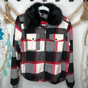 Torrid Wool Blend Buffalo Plaid Cropped Jacket